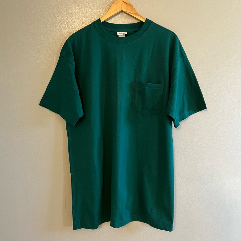 Bugle Boy Men’s Vintage Short Sleeve Green Crewneck Pocket Tee T-Shirt L